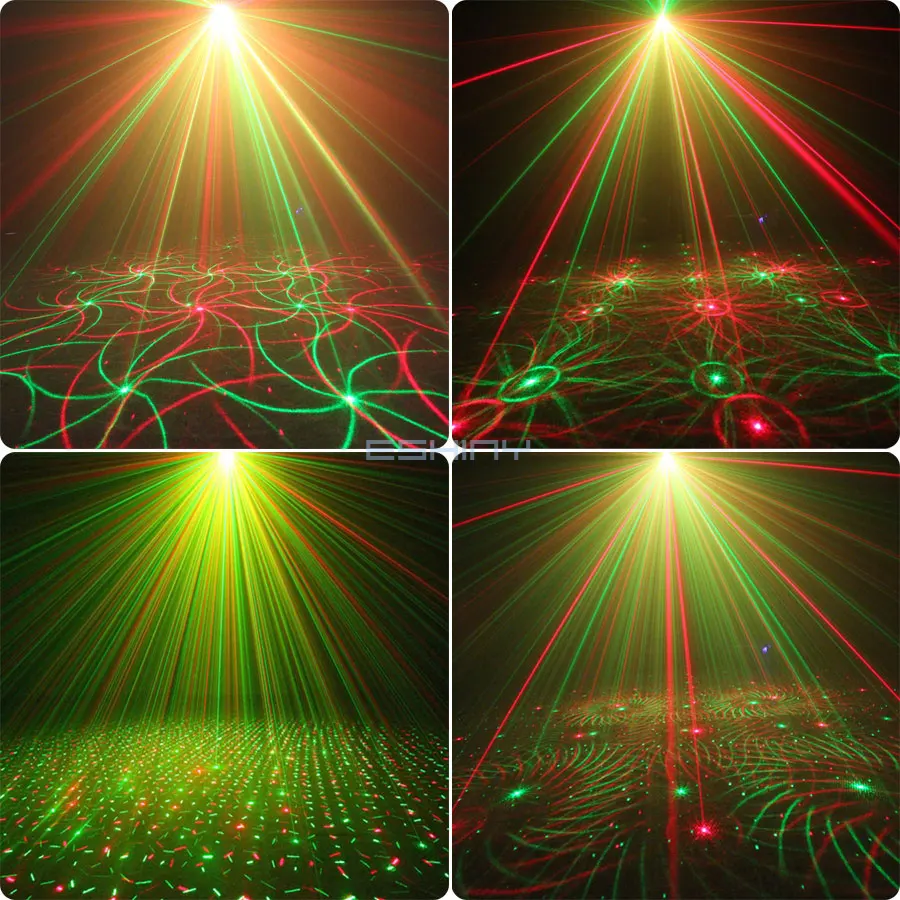 ESHINY Stars Red Green Laser 4IN1 Patterns DJ Party Light