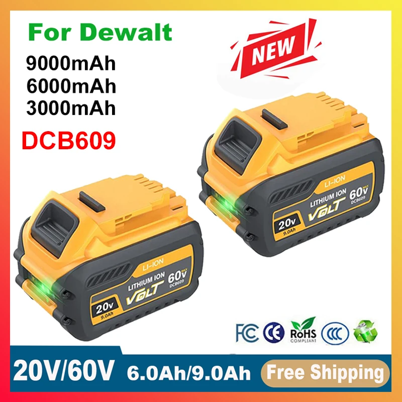 Lithium-ion Battery For Dewalt 20V/60V MAX Battery 9Ah DCB609 For DCB200 DCB201 DCB609 DCB182 DCB204 for Dewalt 20V power tool battery,rechargeable battery