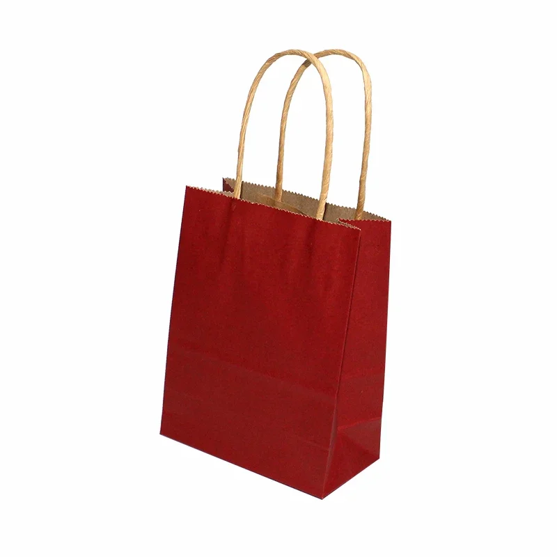 30/50/100pcs Mini Small Kraft Paper Bag with Handles Festival Gift Bag High Quality Candy Shopping Bags 4
