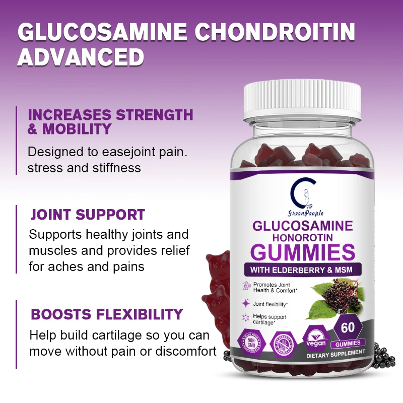 Find Relief with Glucosamine Chondroitin Gummies & Elderberry Soothe Soreness, Repair Joints