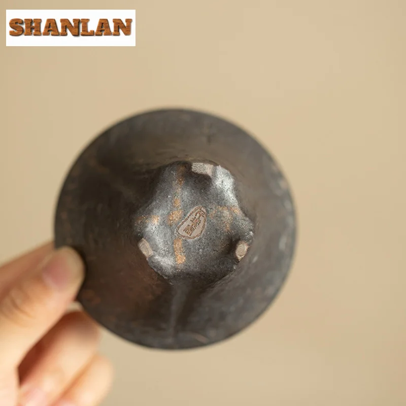 80ml Handmade Coarse Pottery Gaiwan Ancient Bronze Glaze Three Leg Tea Tureen Household Tea Making Cover Bowl Drinkware Craft