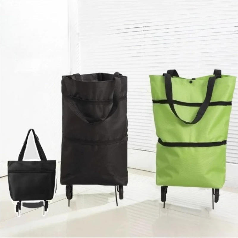 1pc Portable and Foldable Shopping Cart, Household Vegetable Cart, Lightweight with Wheels, Backpackable