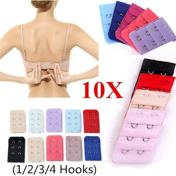 10X Women Bra Extender Extension Strapless Underwear Strap 4 Hooks 3 Rows 