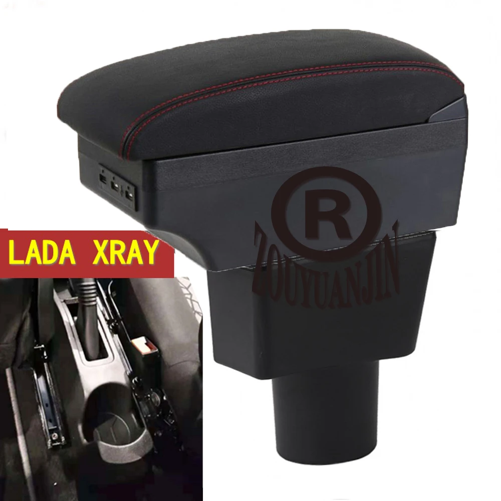 

For LADA XRAY Armrest Box Center Console Arm Elbow Rest Central Store Content with Cup Holder USB Interface