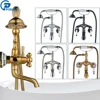 Golden Bathtub Faucets Wall Bathroom Bath Shower Faucet Brass Mixer Tap Swivel Spout Bath Tub Shower Mixers Telephone Style 1