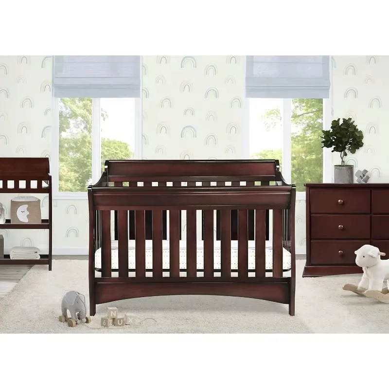4-in-1 Convertible Baby Crib, Black Cherry Espresso 2