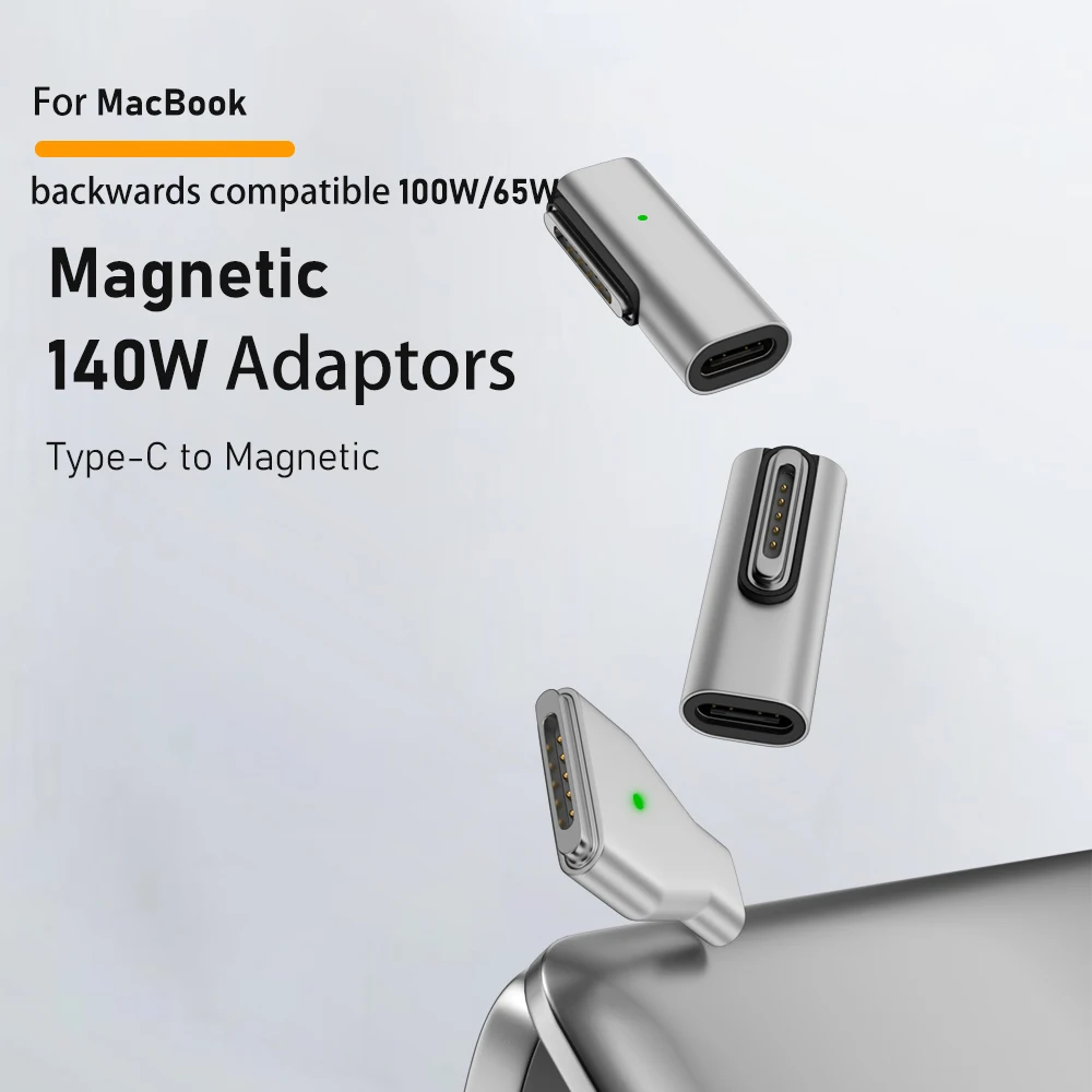 Adattatore Da USB-C A MagSafe 3 Magnetico 140W PD Con LED Per MacBook Pro/Air (M1/M2/M3) Ricarica Rapida