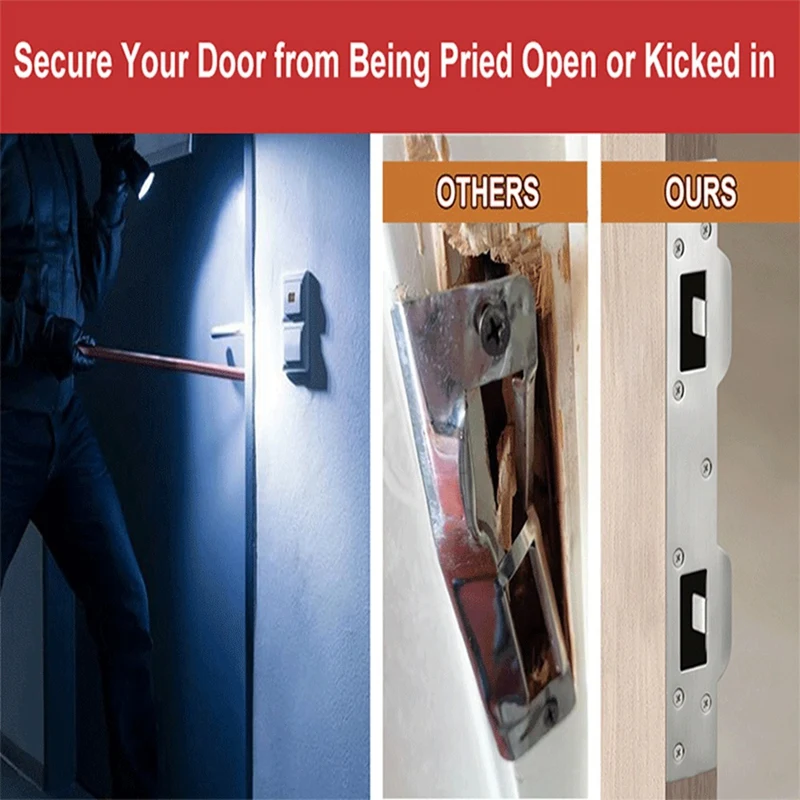 Door Reinforcement Kit Deadbolt Strike Plate Locks Metal Repair Cover Knob Striker Plates