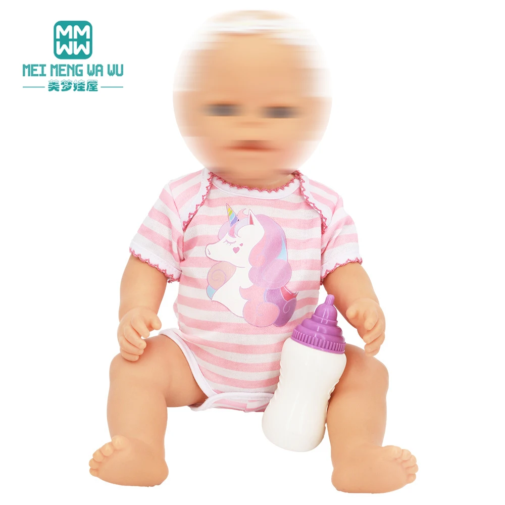 Doll Clothes Born Baby Fit 18 inch 40-43cm Striped T-shirt pink strap pants American doll OG girl's gift doll clothes