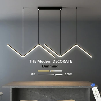 모던한 LED 펜던트 조명, 골드, 블랙, 긴 라인 펜던트 조명, 레스토랑, 서재, 주방, 사무실, 커피, 홈 데코 럭셔리