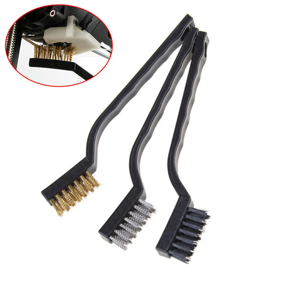 Description Picture 5 of item1/3pcs 7in Remove Rust Brush Brass Cleaning Polishing Metal Brush Brass Wire Steel Wire Nylon Wire Brush Kitchen Cleaning Tool