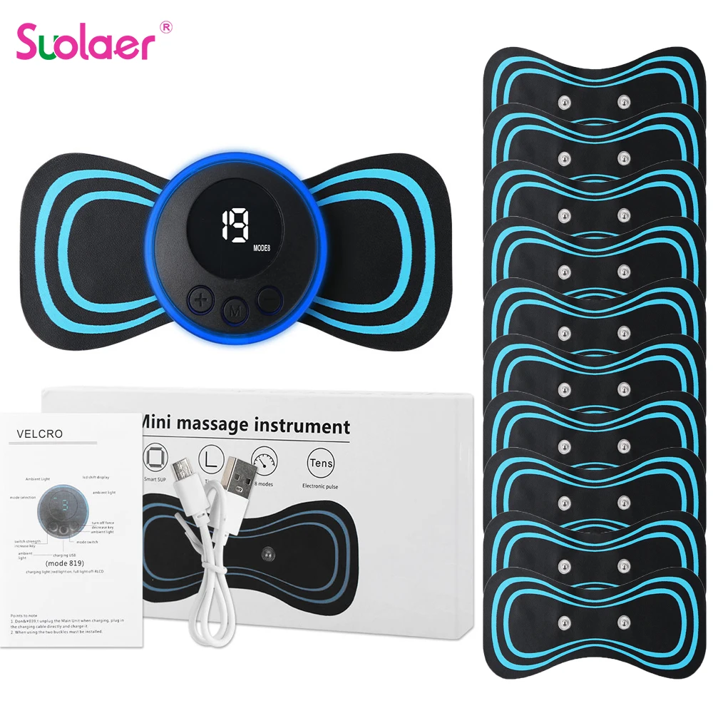 

Portable Electric Neck Massager with 11pcs pads EMS Cervical Vertebra Massage Patch for Muscle Pain Relief & Shoulder Relaxation