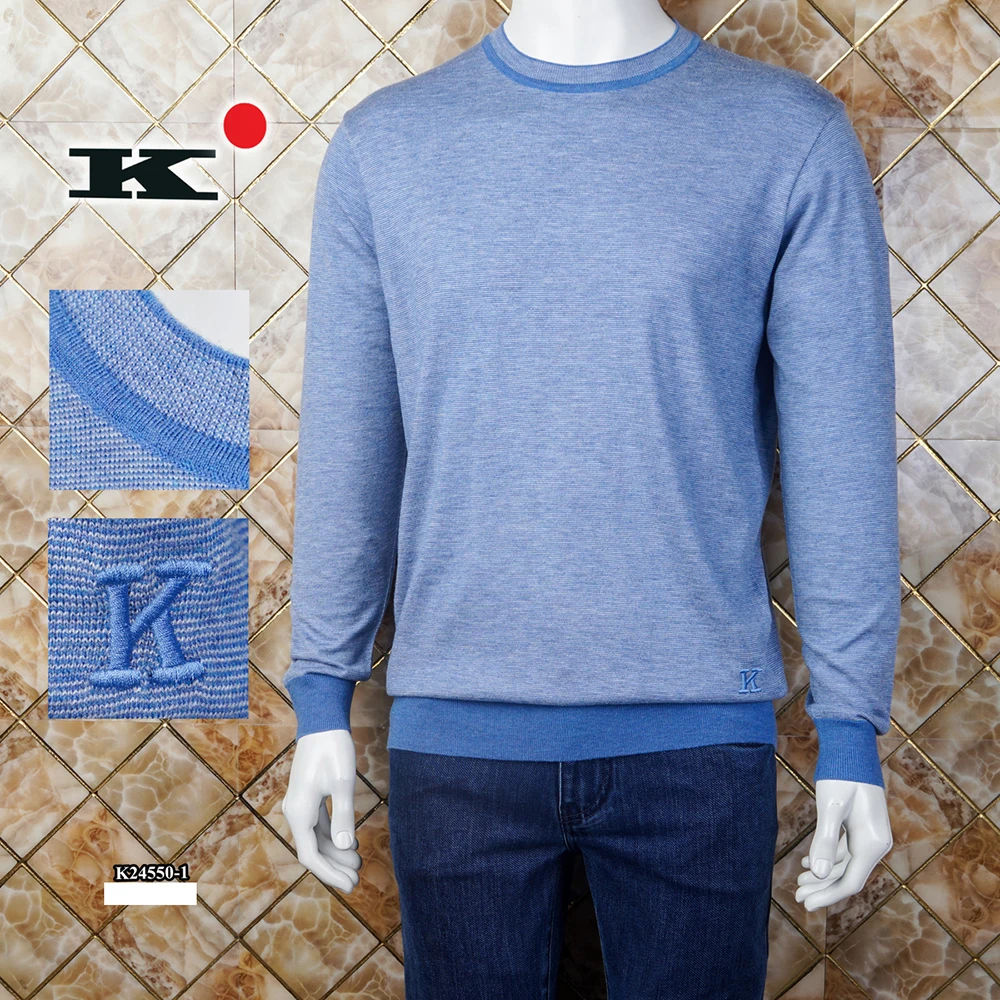 

BILLIONAIRE OECHSLI Sweater Cashmere Silk men's 2024 new autumn winter warm Round neck embroidery elastic big size M-4XL