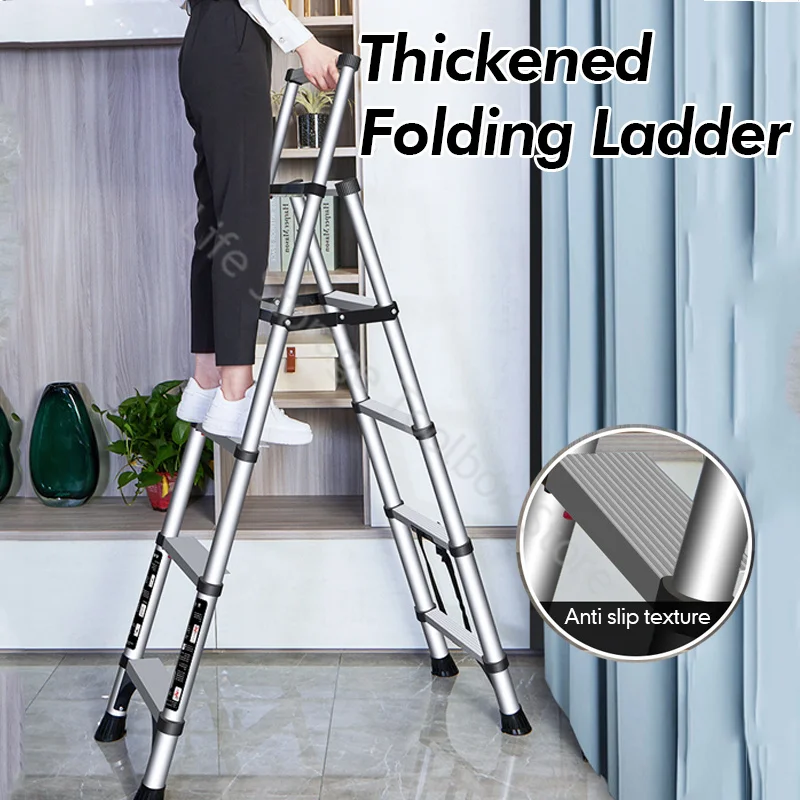Folding Aluminium Ladders Telescopic Ladder Folding Ladder for Home Thickened Stairs Engineering Extension Herringbone
