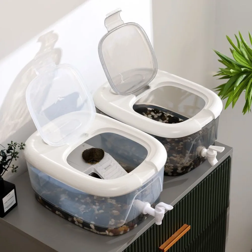 Transparent Turtle Tank with Water Drainage Hole Turtle Aquarium Portable Reptile Kennel Cage Breathable Reptiles Pet Products