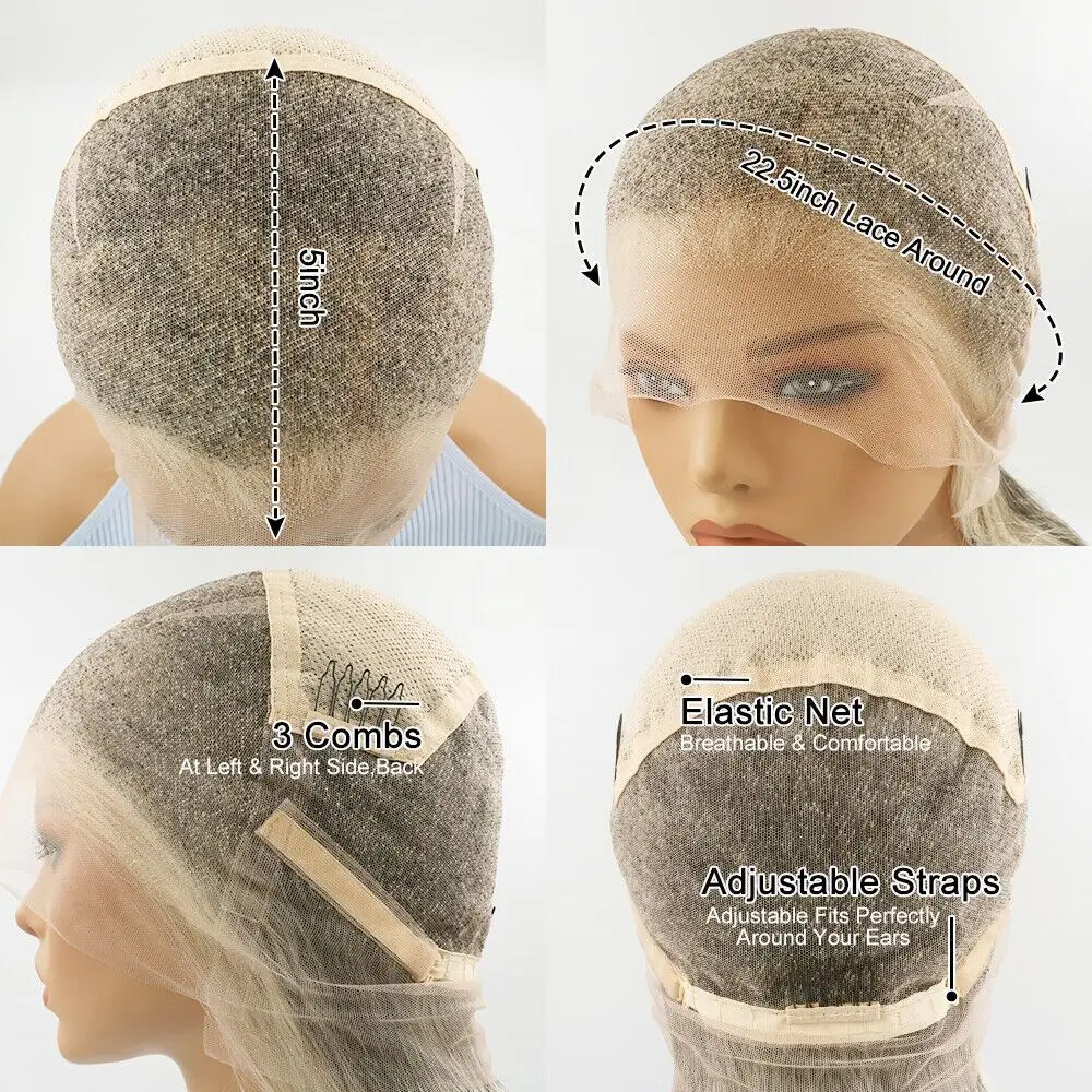 Human Hair Wig Platinum Blonde Full Lace for Cosplay
