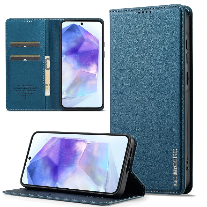 Magnetic Leather Wallet Phone Case with Card Holder