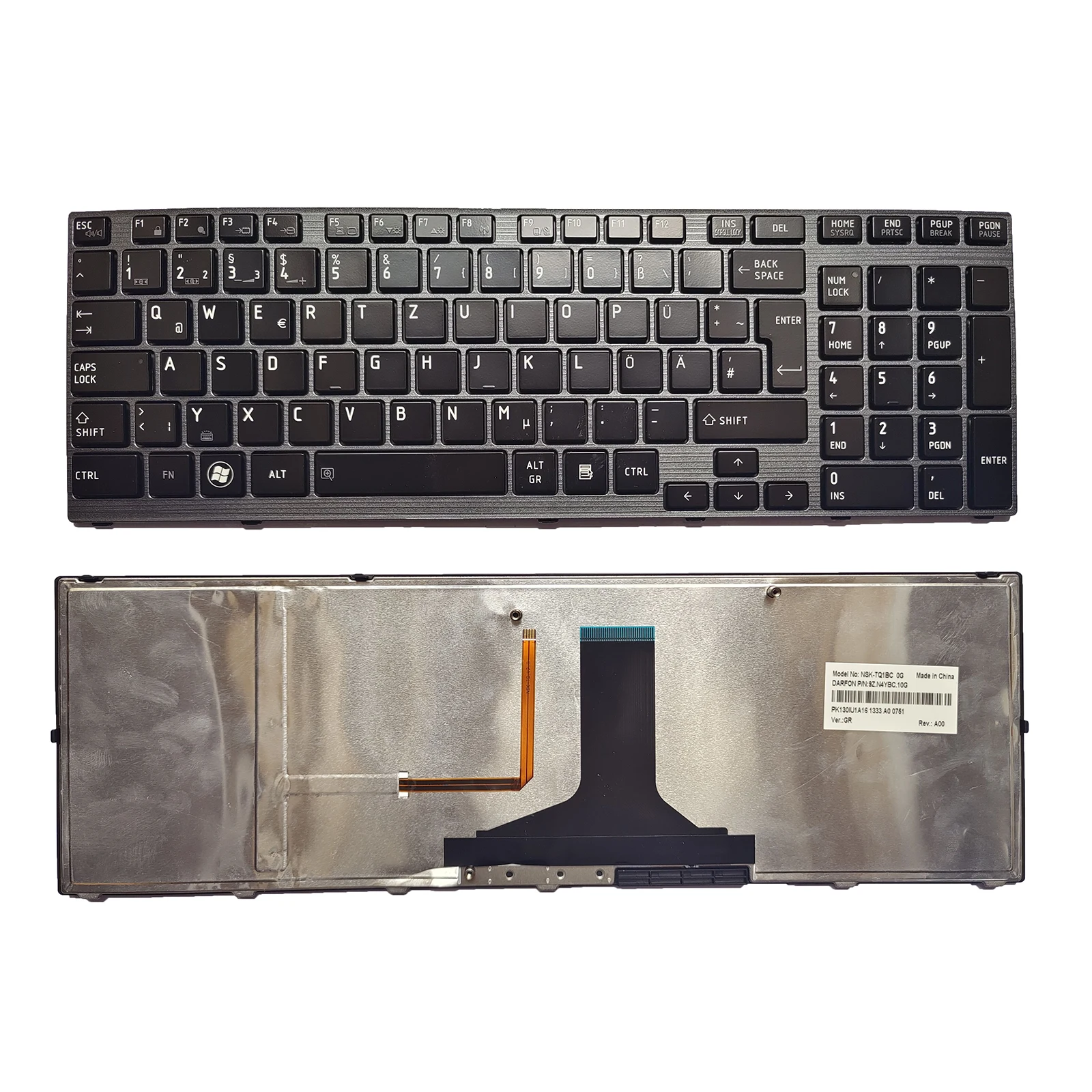 

Клавиатура с подсветкой для Toshiba SATELLITE P750, P755, P770, P775 GR, с серой рамкой, фонарь 0G, PK130IU1A16