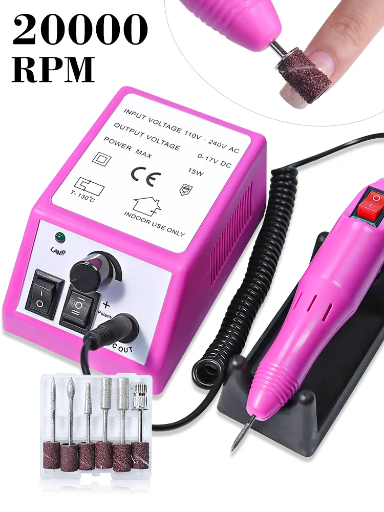 

12W Electric Nail Drill Machine 20000RPM Professional Milling Cutter Sets for Manicure Gel Cuticle Remover Pedicure Tools