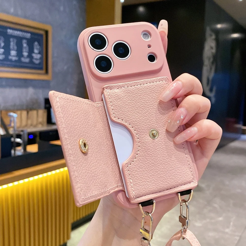 Versatile Flip Wallet Silicone Card Holder with Crossbody Lanyard Cover