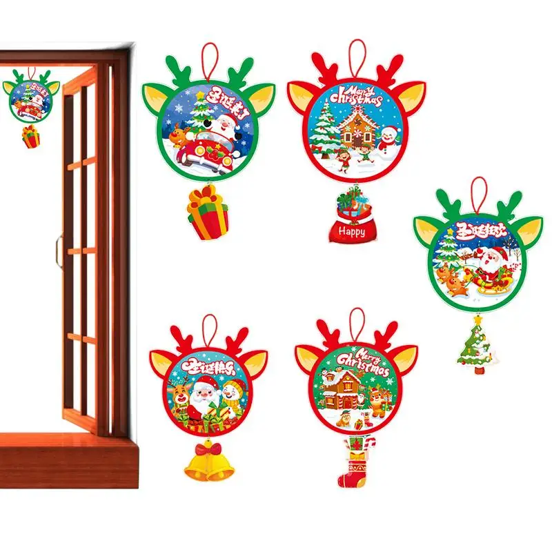 

Christmas Decorations Snowman Pendants Decorations Reusable Christmas Snowman Elk Hang Ornament For Window Shop Party Home