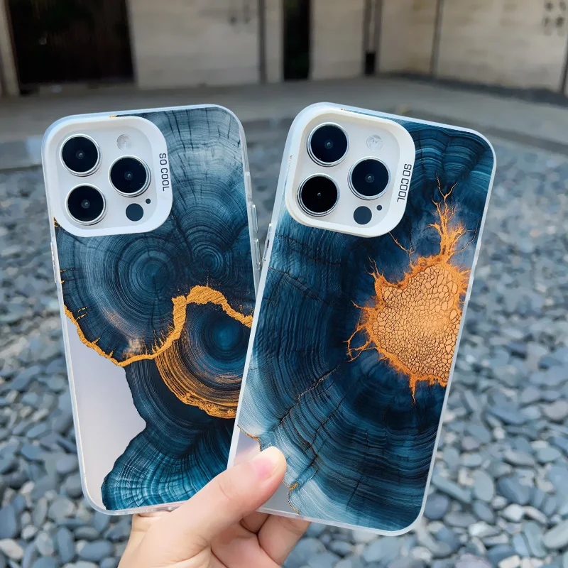 Luxury Wood Pattern Laser Back Cover with Tree Ring Texture
