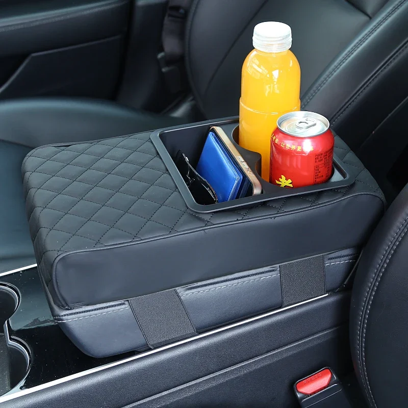 Car Armrest Cushion with Cup Holder