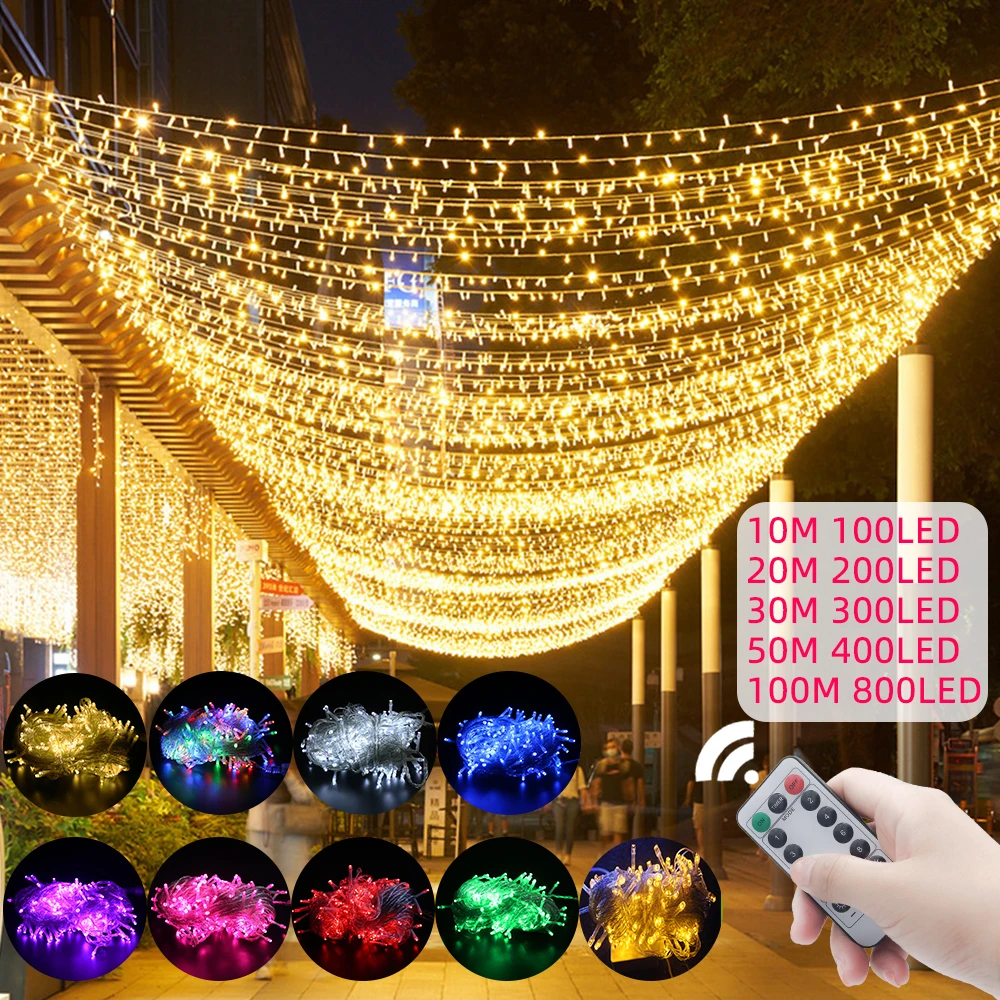 Xmas Mains Fairy String Lights 10-100M LED Outdoor Tree Wedding Party Decoration 