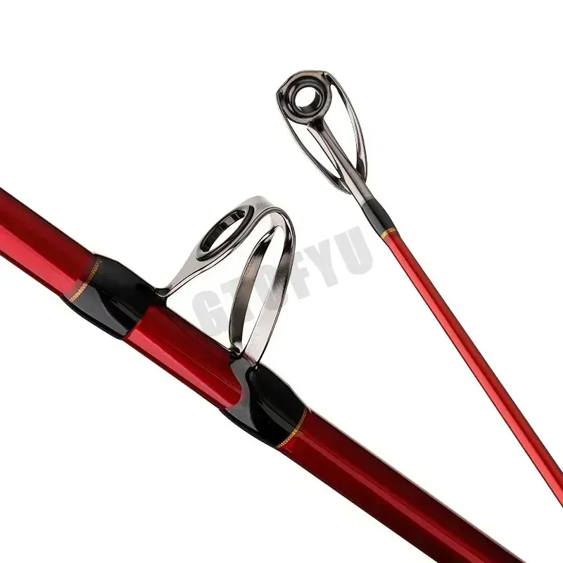 Portable Fishing Boat Rod Lure Rod Ultralight Hard Carbon Fishing Pole 1.8 M 2.1 M 2.4 Red Three-section fishing rod