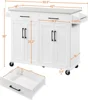 Kitchen Island Cart with Storage & Stainless Steel Countertop, Portable Kitchen Island on Wheels with Cabinet 4