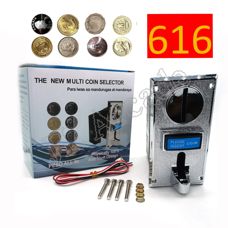 멀티 616 코인 수락자 전자 롤다운 메커니즘 CPU 프로그래밍 가능 6 유형 코인 셀렉터 세탁기 공장 가격