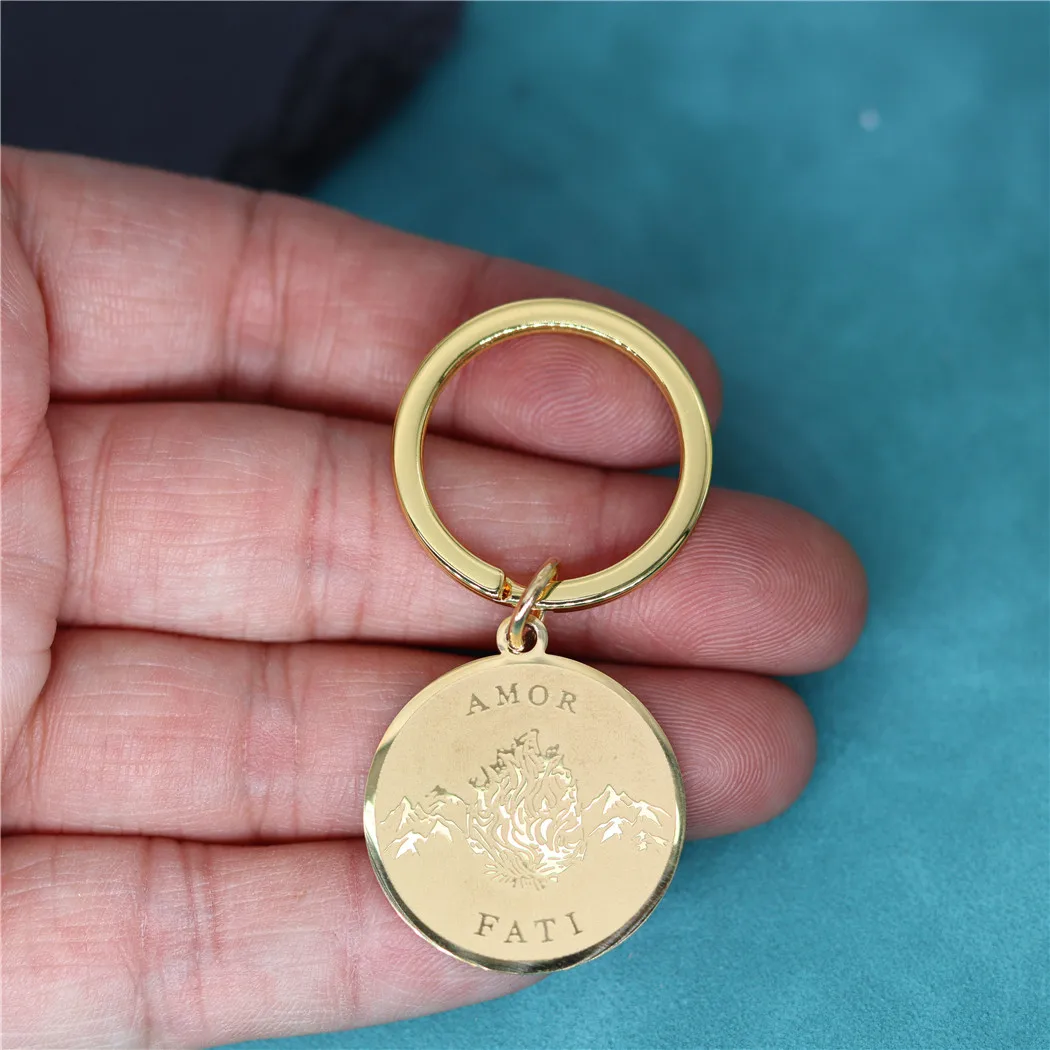 Amor Fati Stoic Pendant Stainless Steel Keychain For Men Women