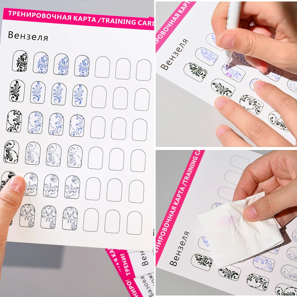 12pcs/set Nail Art Practice Paper Book Learn Template Painting