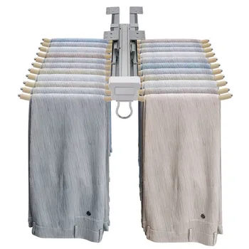 Portapantaloni estraibile Portapantaloni Barra portapantaloni in acciaio a 22 bracci Armadio salvaspazio Organizzatori di vestiti per guardaroba Beige 1