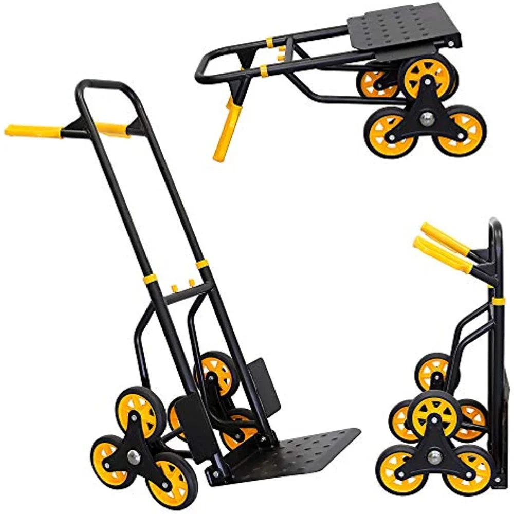

Mount-It! Stair Climber Hand Truck and Dolly, 330 Lb Capacity Heavy-Duty Trolley Cart with Telescoping Handle and Rubber Wheels
