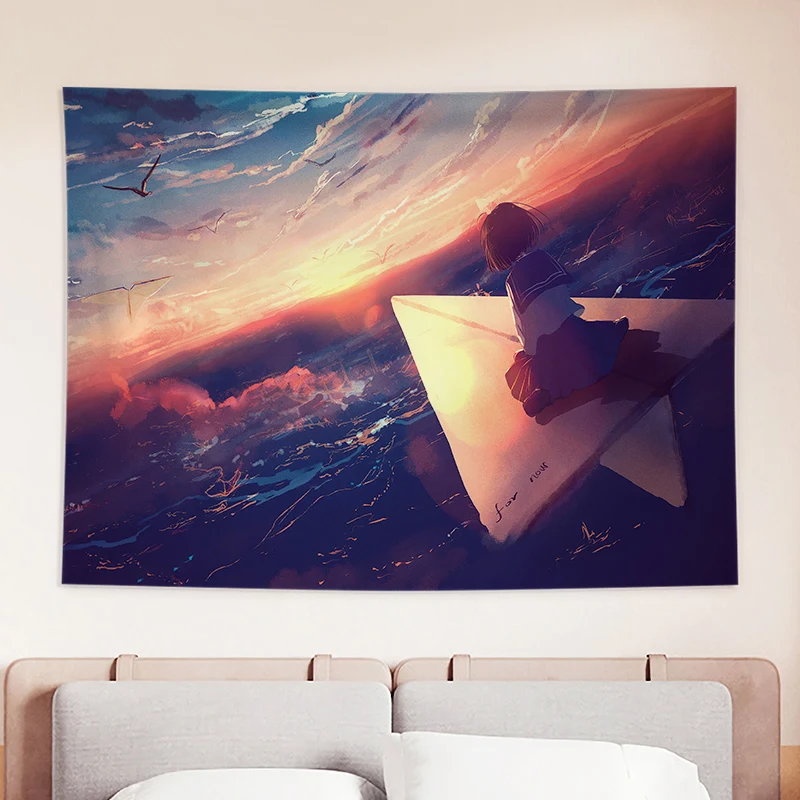 Japanese Ins Kawaii Room Decor Anime Print Tapestry Wall Hanging Aesthetic Room Decor Mural Aesthetic Wall Tapestry