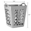 (3 pack)  Flexible Plastic Square Laundry Hamper, Soft Silver 3
