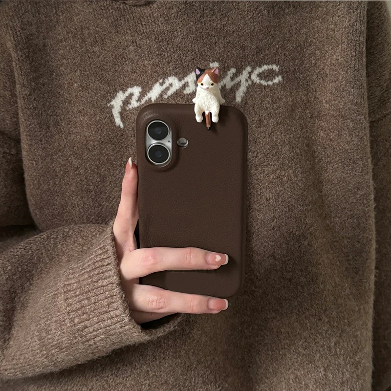 Korean Cute 3D Cartoon Lying Cat Silicone Phone Case - Lovely Soft Cover
