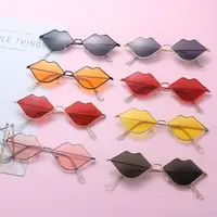 Sexy Hot Lips Shape Sunglasses Retro Small Frame Metal Sunglasses Fashion Ocean Lens Sunglasses for Men and Women 1