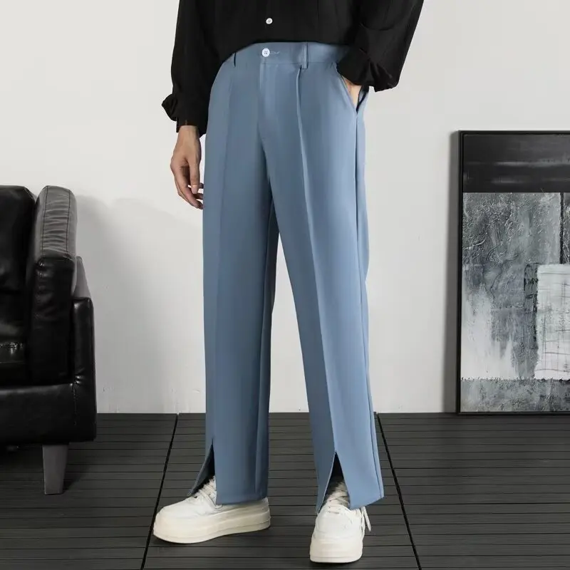 Spring and Autumn Mens Designer Clothes Men's Social Pants Summer Man Dress Pants Costumes Cropped Trousers Korean Fashion Men