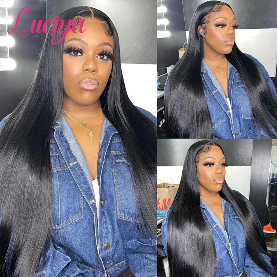 Straight 180 Density 13x4/13x6 Lace Front Human Hair Wigs Brazilian HD Transparent 4x4/5x5 Lace Closure Wig for Women PrePlucked