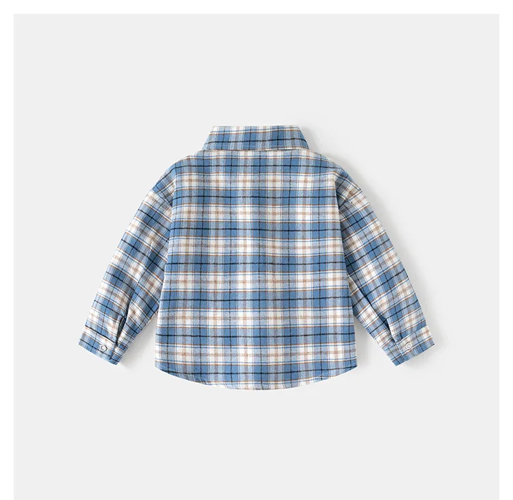 ربيع الخريف الاطفال منقوشة قميص طويل الأكمام الكورية نمط بنين بنات فضفاض المتضخم ملابس خارجية خفيفة بلوزة الأطفال عادية