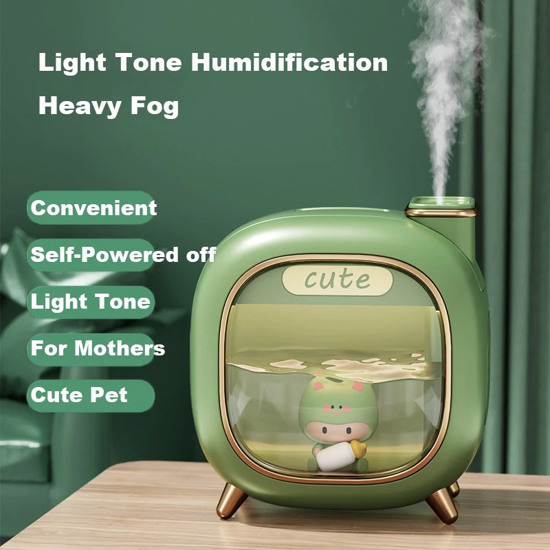 Wireless/USB Cute Double Nozzle Air Humidifier 500ml Home Air Humidifier  With Colorful Night Light, Aroma Essential Oil Diffuser