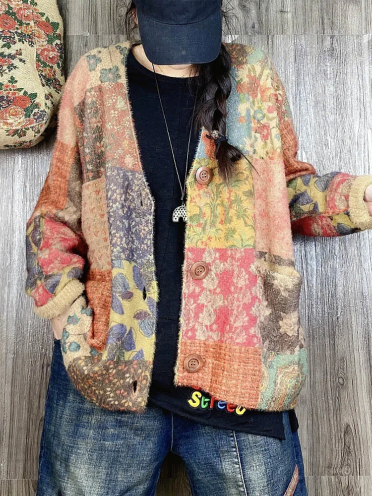 Max LuLu 여성용 루즈 가디건, 따뜻한 프린트 빈티지 스웨터, 캐주얼 격자 무늬 니트 의류, 중국 럭셔리 브랜드, 겨울 신상