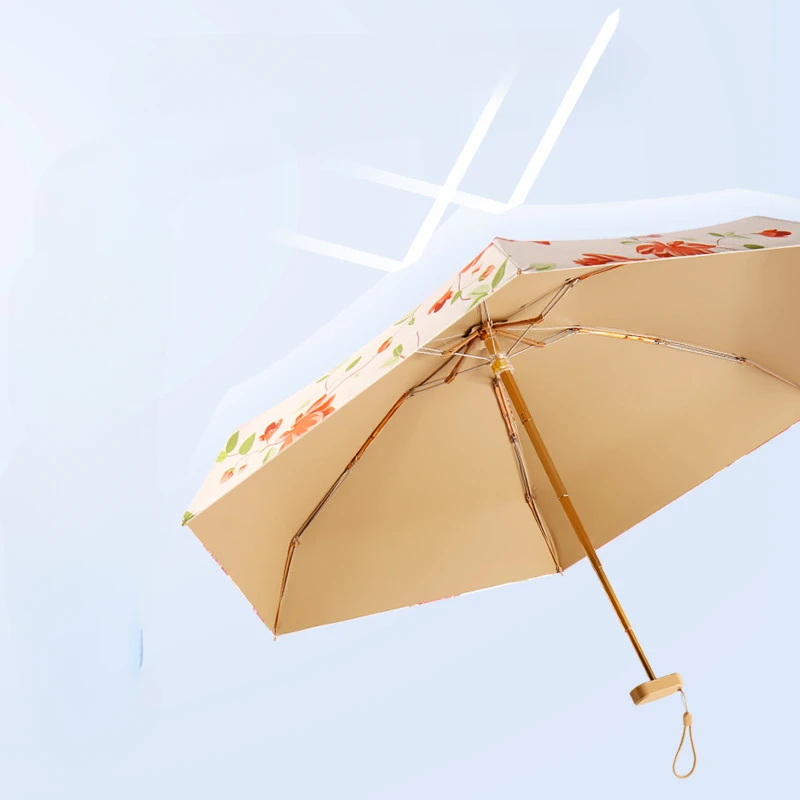 Flat Six Fold Pocket Umbrella Sun Umbrella Color Glue Sun Protection Protection Women's Folding