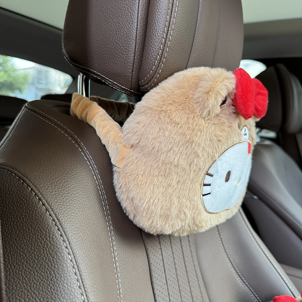 Sanrio Cartoon Cute Hello Kitty Headrest Neck Safety Cushion Chair Neck Support Headrest Seat Belt Cover Car Decoration Gift