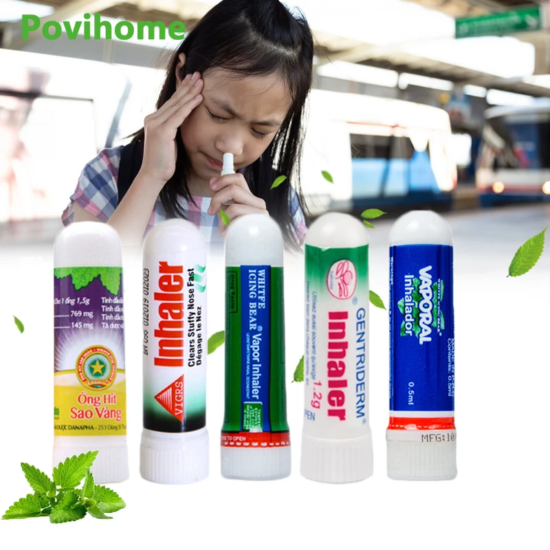 Sl Chang 5pcs Fruit Flavour Nose Inhaler Nasal Essential Oil Mint