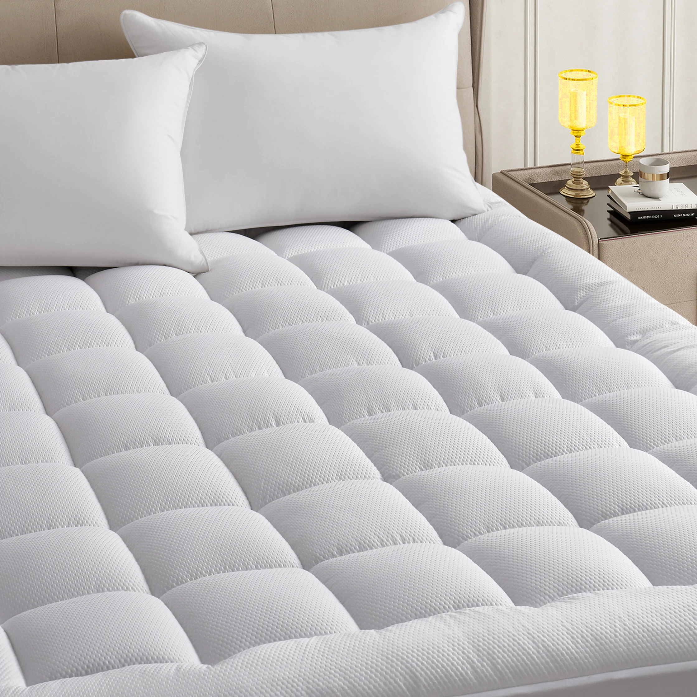 Full Mattress Pad Cooling Breathable Fluffy Soft Mattress Pad Stretches up to 21 Inch Deep