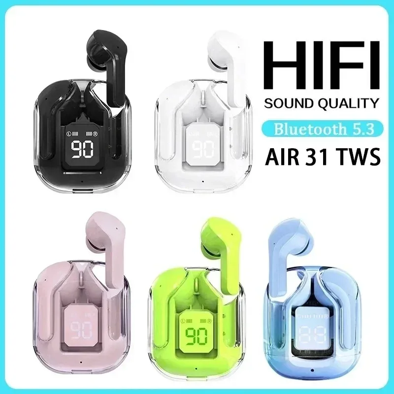 Original T2 Wireless Bluetooth Earphone Transparent HIFI Power Digital Display Stereo Sound Earphones For Xiaomi iPhone Samsung