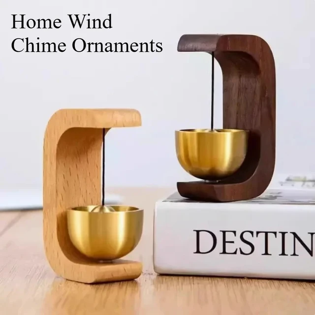 Dopamine Wind Chime Magnetic Indoor Wind Chime, Oak Material Doorbell Copper Bell, Walnut Copper Trim Home Wind Chime Doorbell 1